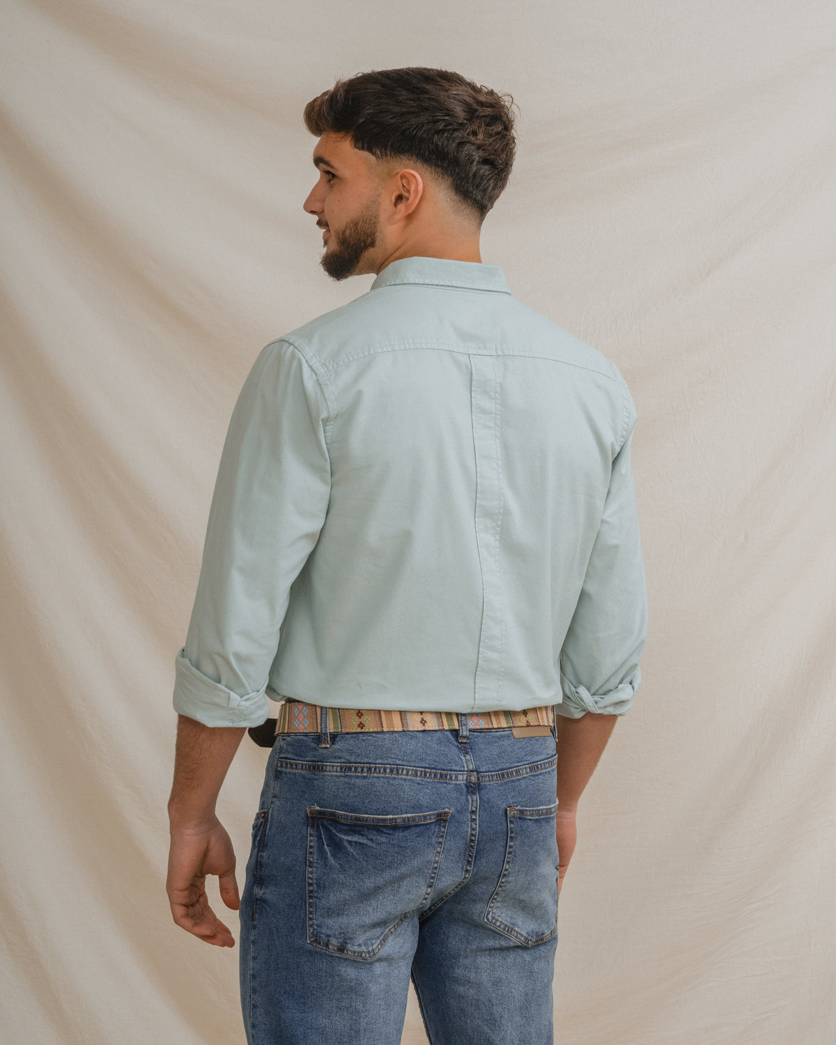 Men’s green Oxford shirt with chest pocket — image 4