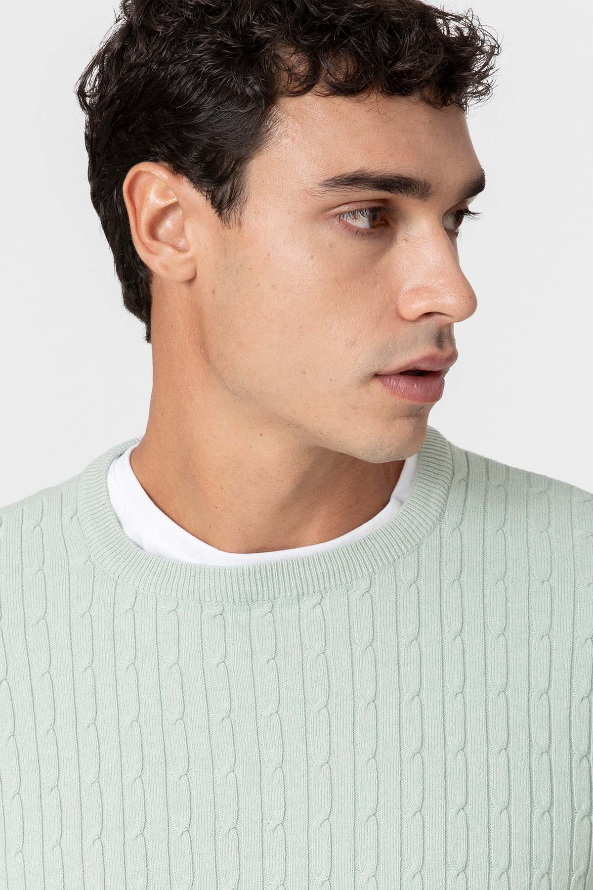 Jersey de algodón verde claro con textura de nudos de Celopman, imagen 2