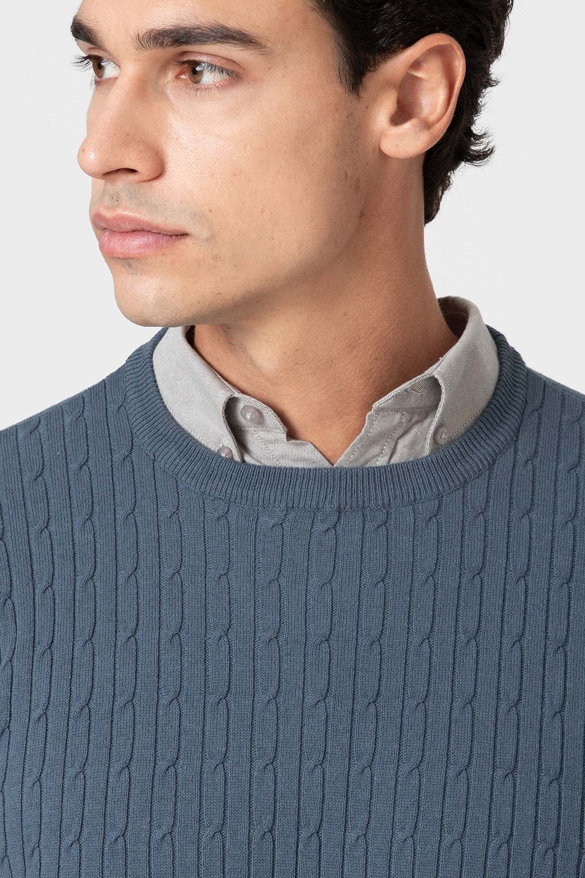 Himmelblauer Baumwollpullover mit Noppenstruktur — Bild 3