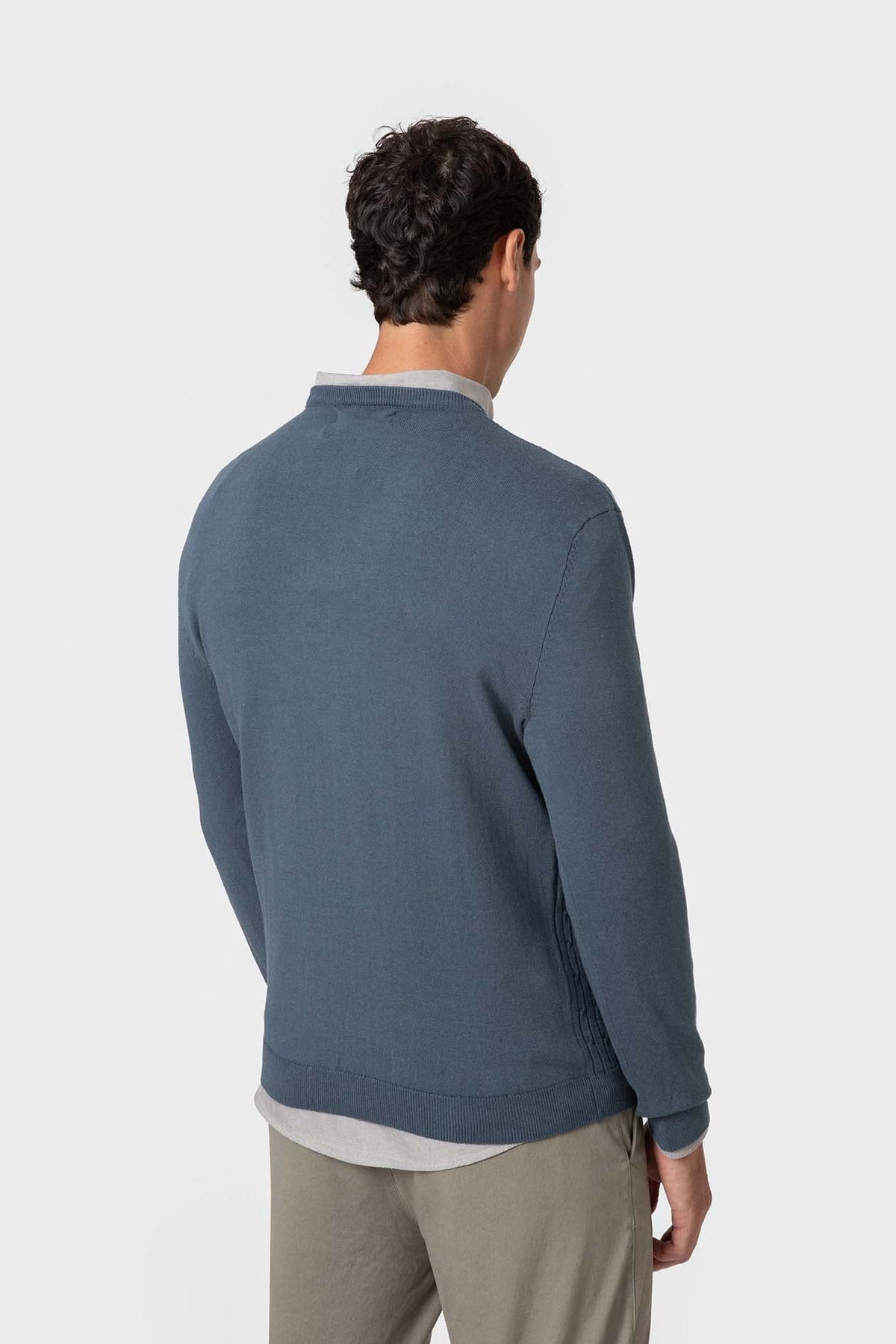 Himmelblauer Baumwollpullover mit Noppenstruktur — Bild 4