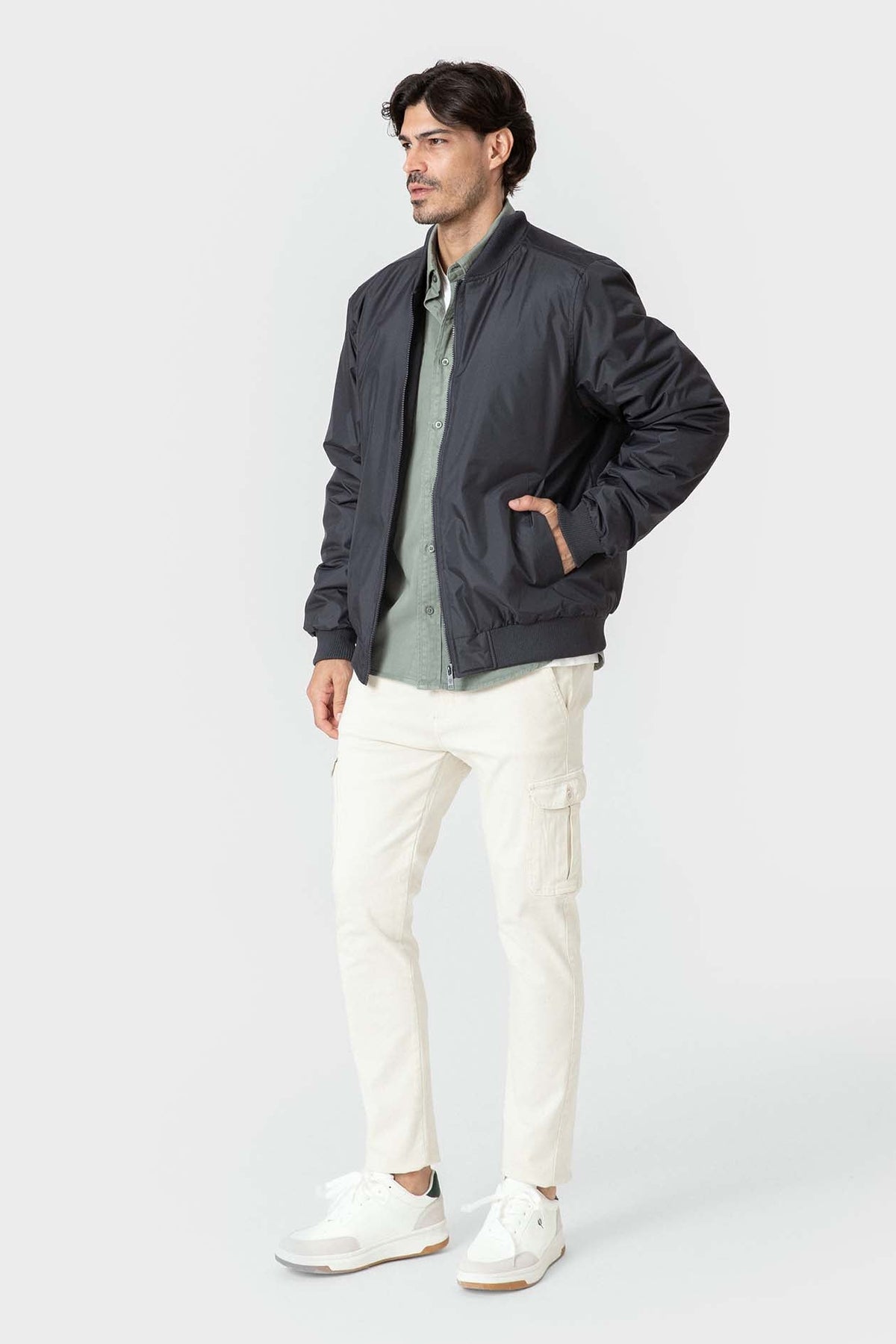 CAZADORA BOMBER AZUL