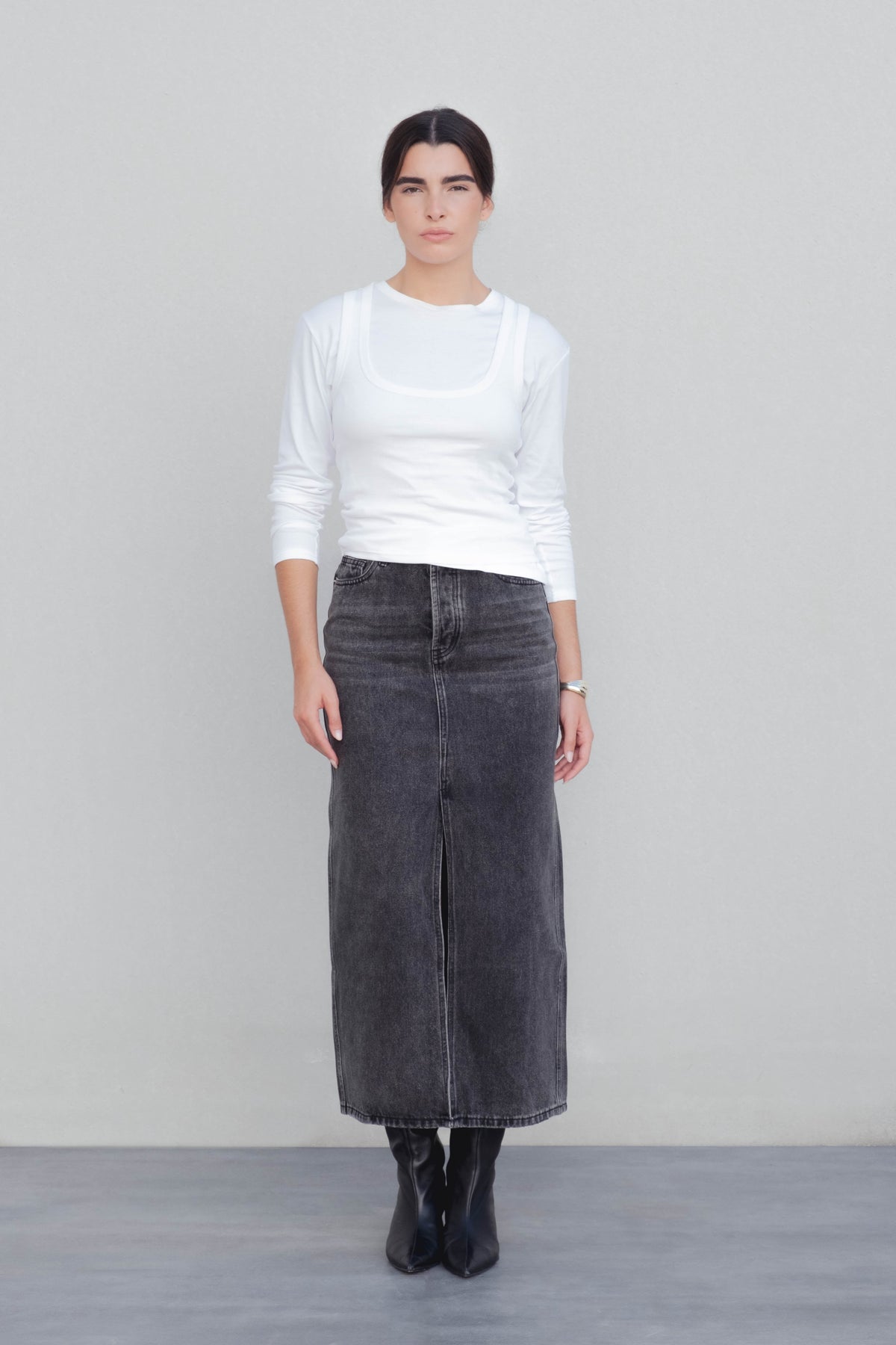 FALDA MIDI DENIM