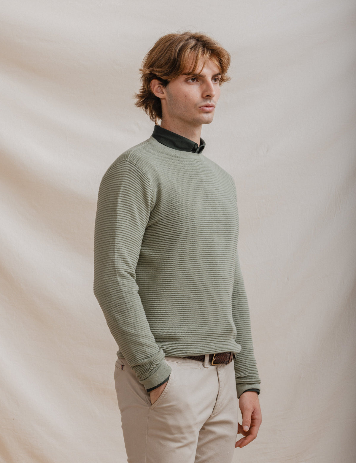 Jersey básico ottoman verde · vista 7