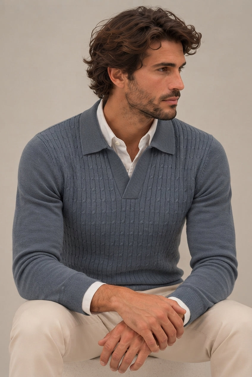 Jersey polo nudos celeste · vista 10