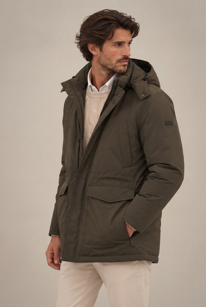 Parka con capucha verde · vista 1