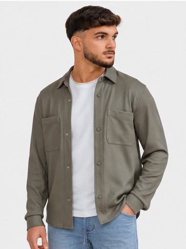 Overshirt da uomo in maglia verde — immagine 1