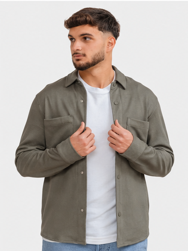 Overshirt da uomo in maglia verde — immagine 4