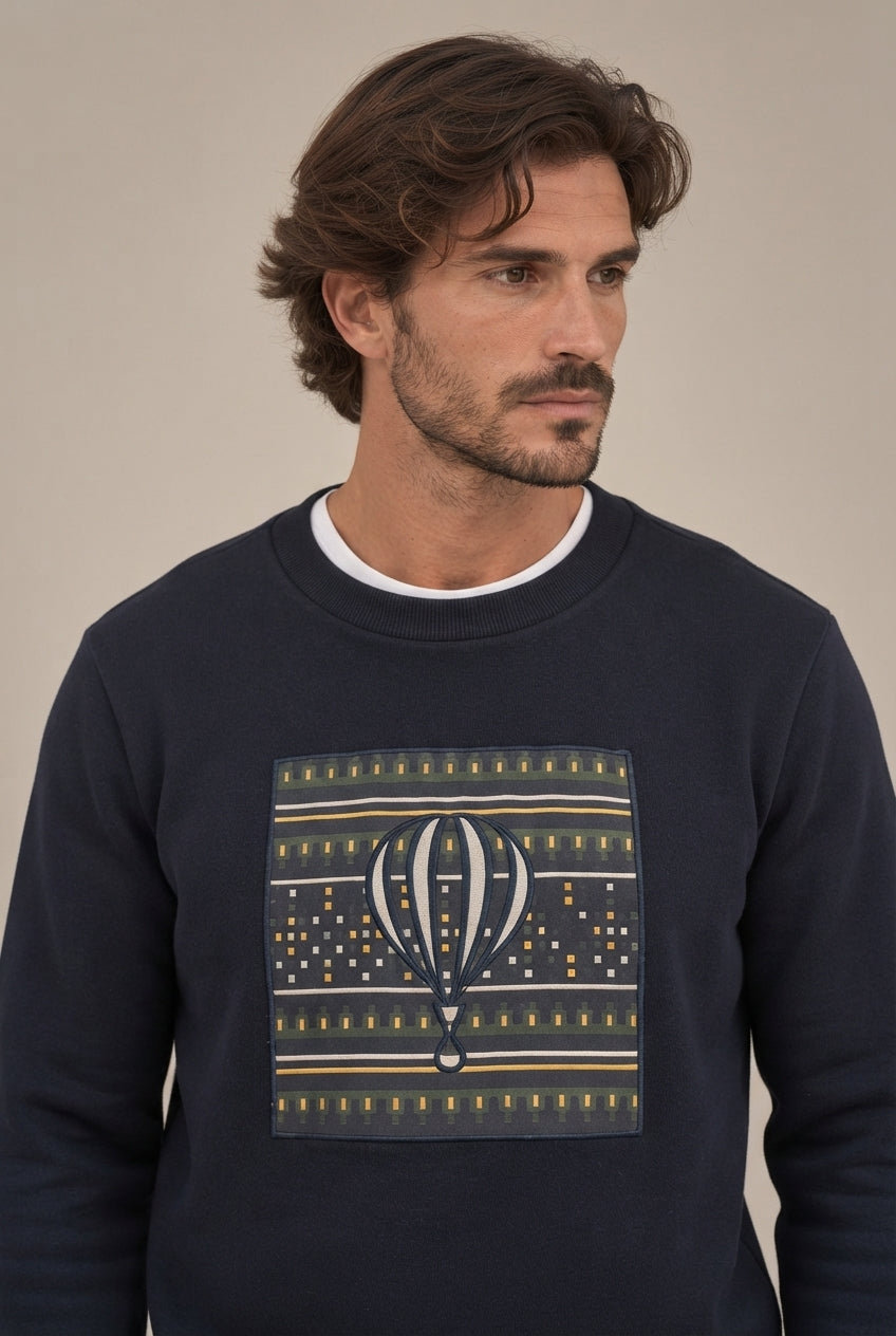 Sudadera cuadro étnico marino · vista 1