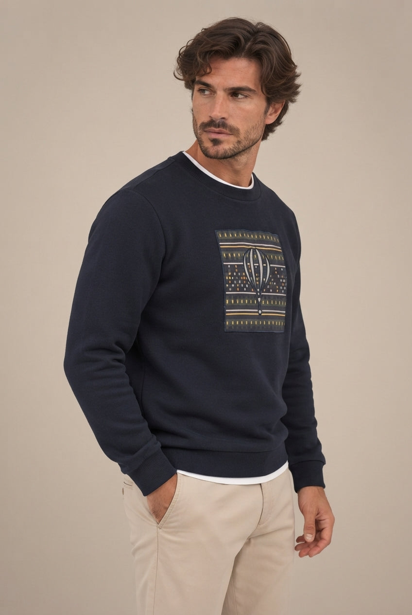 Sudadera cuadro étnico marino · vista 3