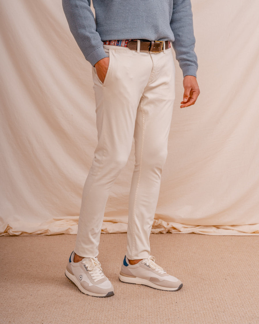 BEIGE SKINNY CHINO PANTS