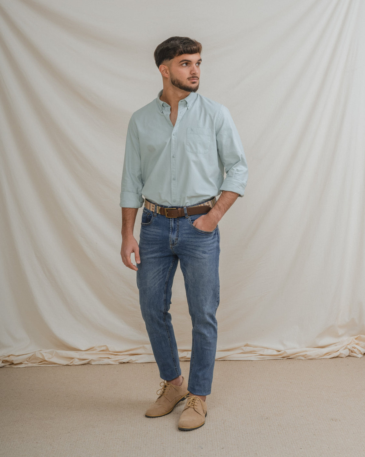 Men’s green Oxford shirt with chest pocket — image 1