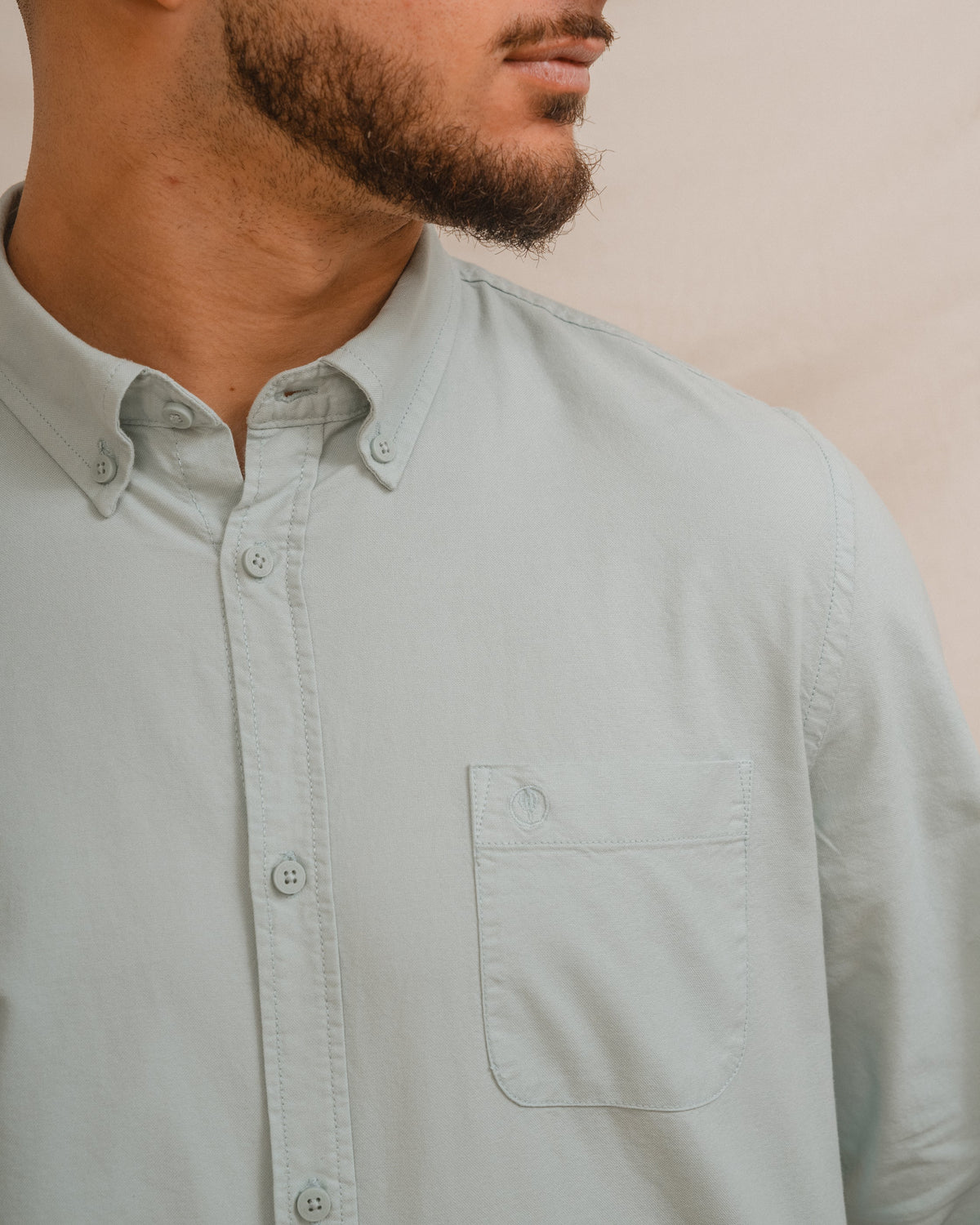 Men’s green Oxford shirt with chest pocket — image 2