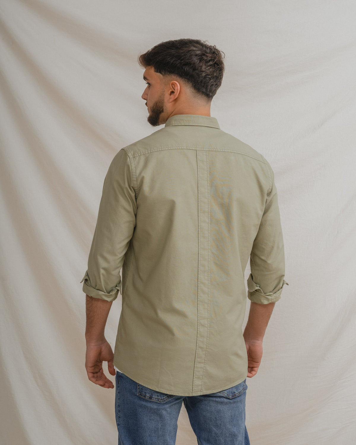 Men’s green Oxford shirt with embroidered pocket — image 4