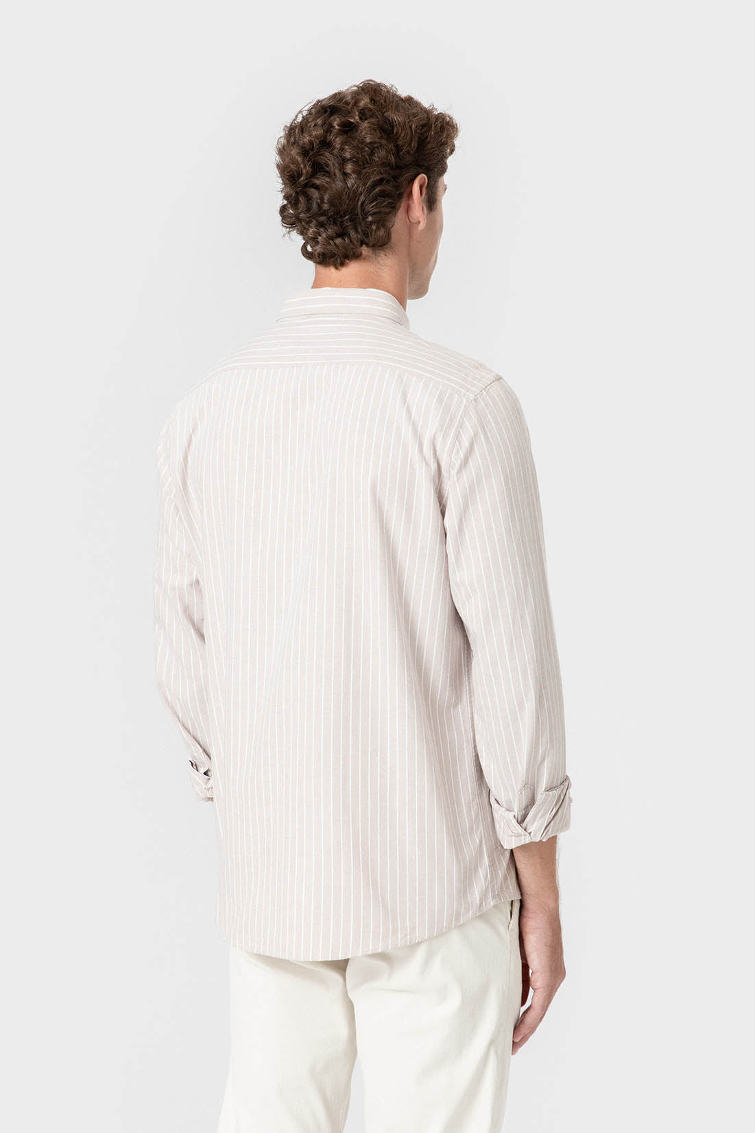 CAMISA OXFORD RAYAS BEIGE