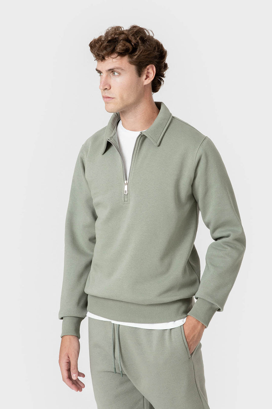 sudadera básica cremallera verde — vista principal