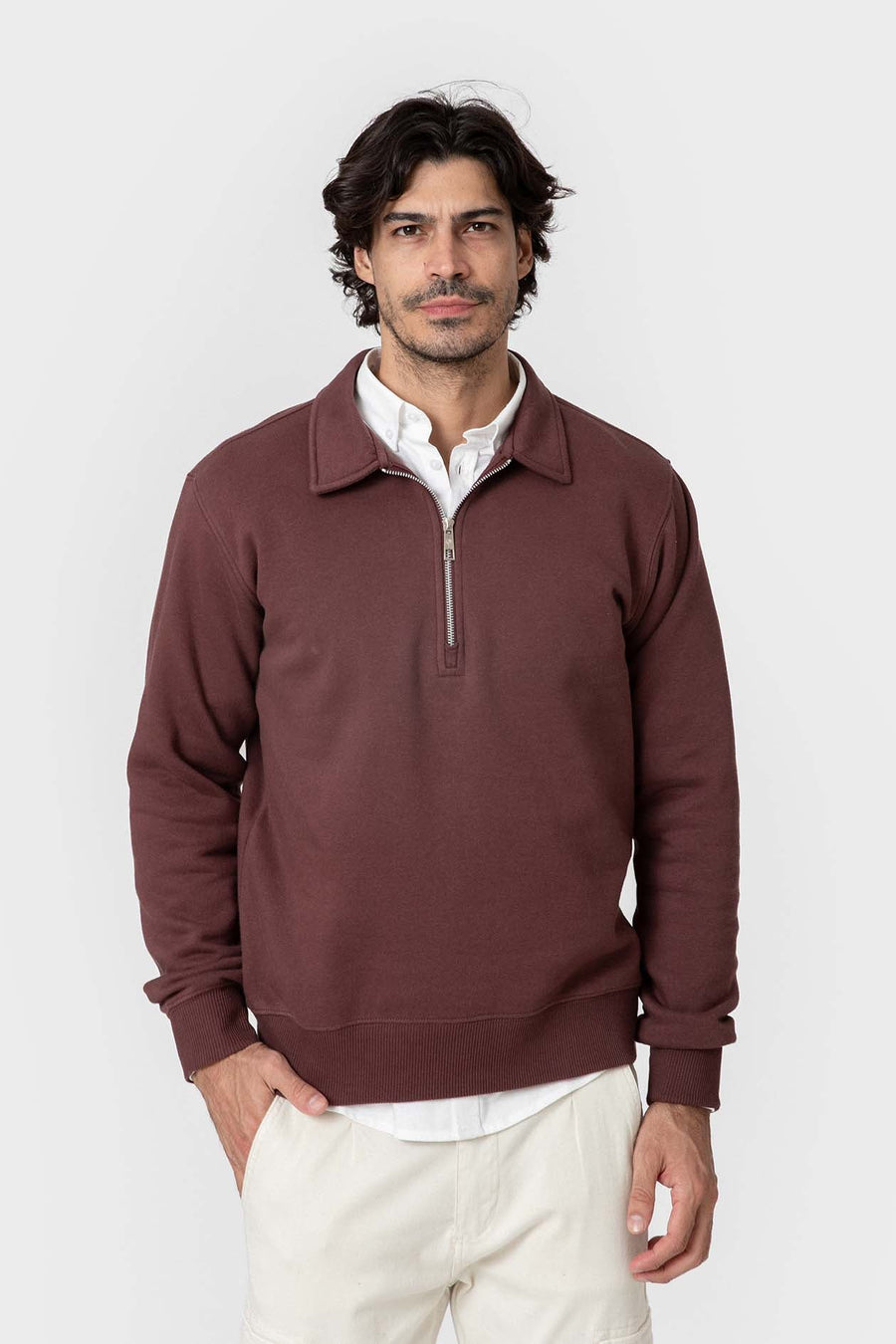 sudadera básica cremallera burdeos — vista principal