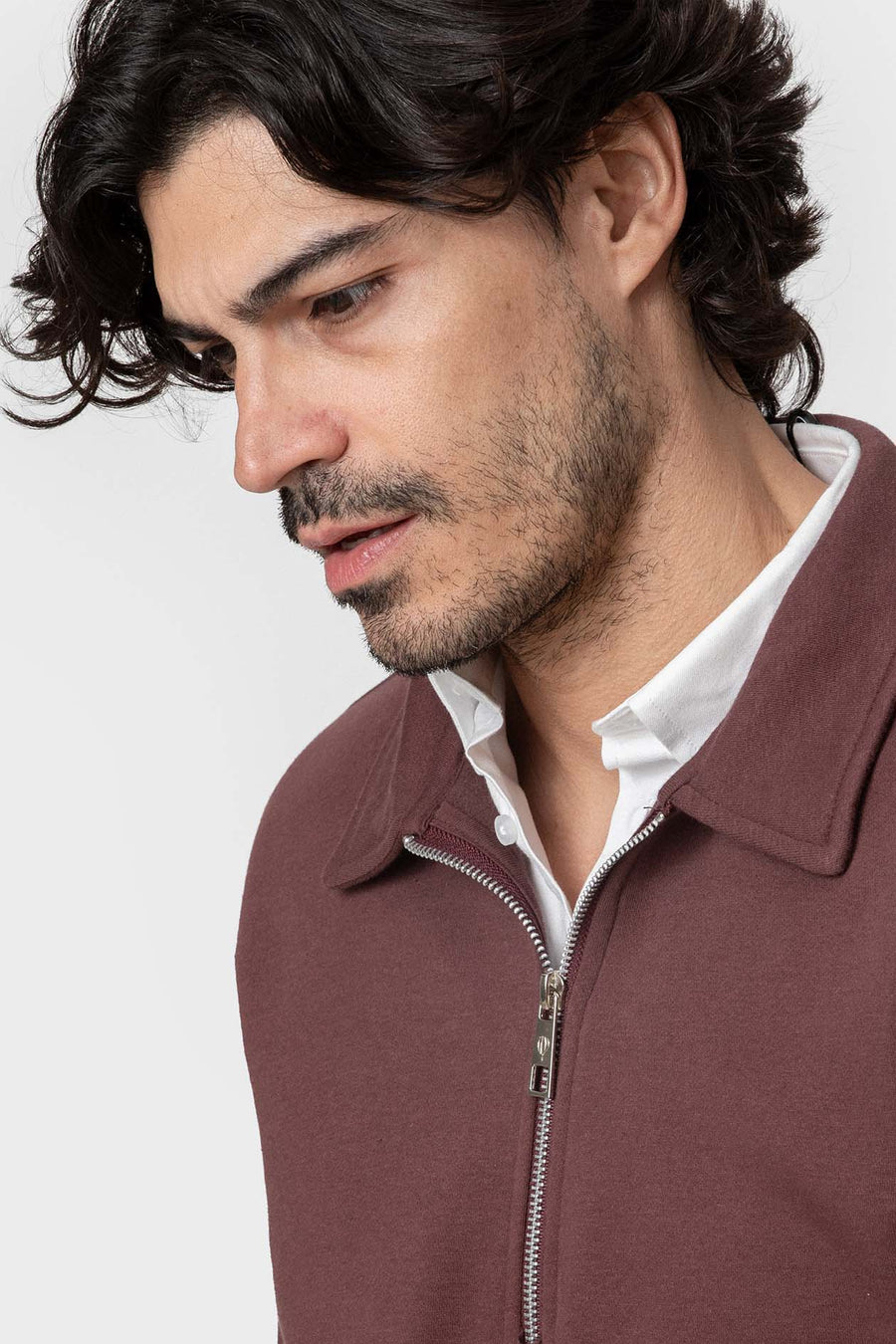 sudadera básica cremallera burdeos — imagen 2