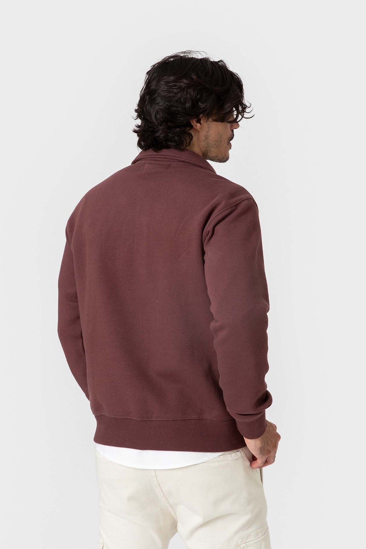 sudadera básica cremallera burdeos — imagen 4