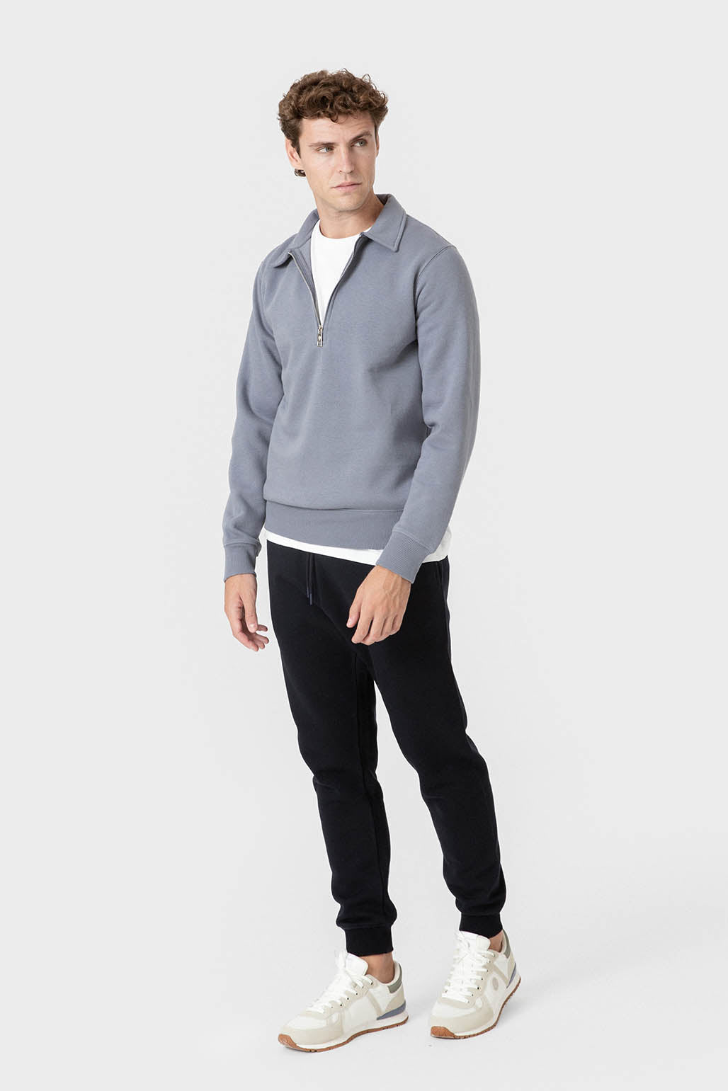 sudadera básica cremallera celeste — imagen 3