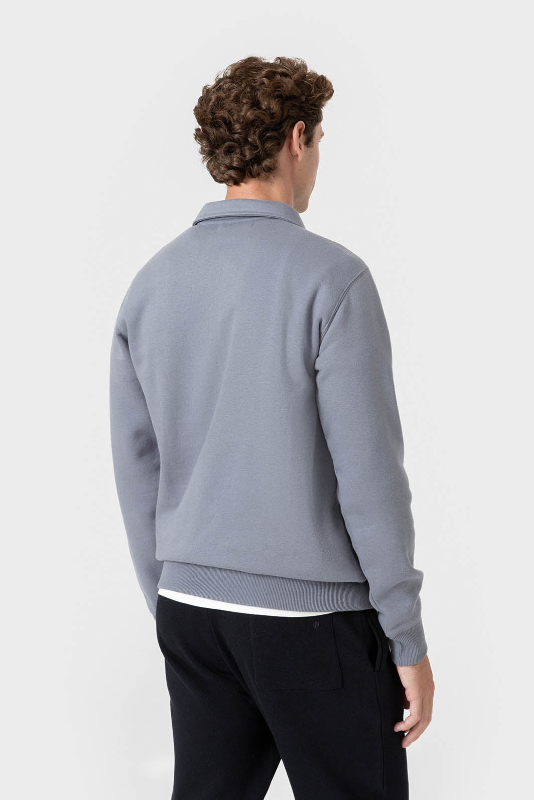 sudadera básica cremallera celeste — imagen 4