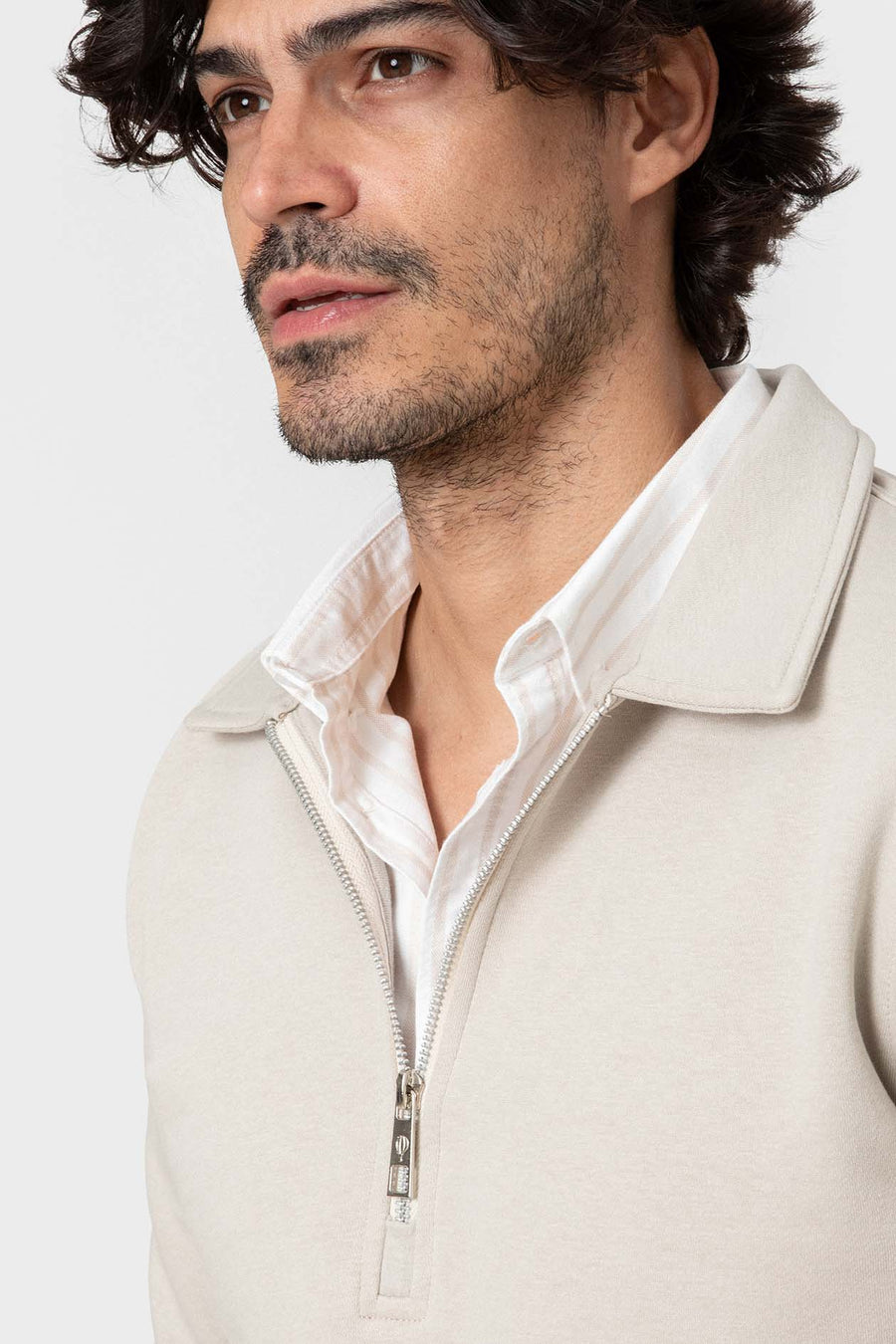 sudadera básica cremallera beige — imagen 2