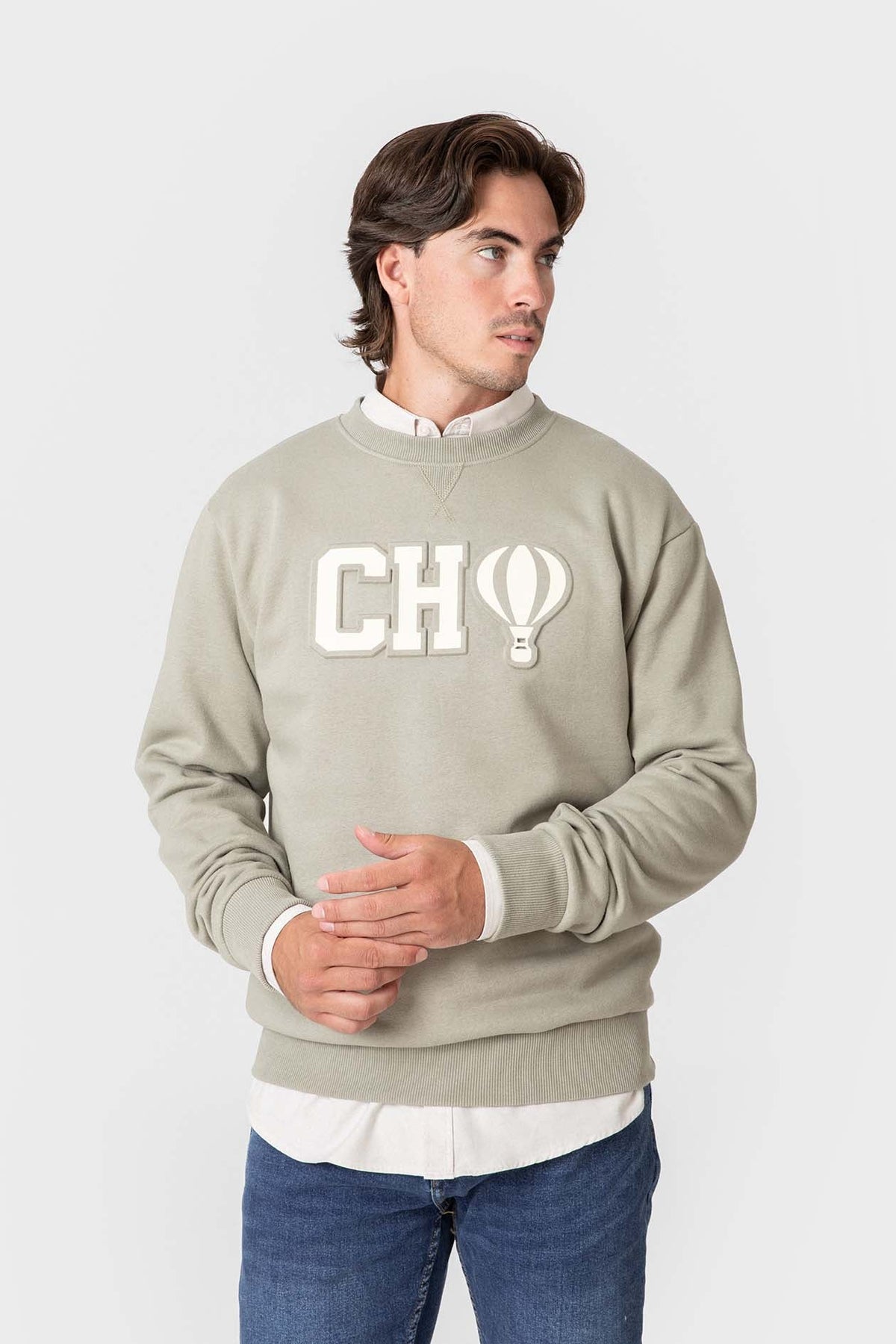 Sweat-shirt homme avec globe et lettrage contrastant — image 2