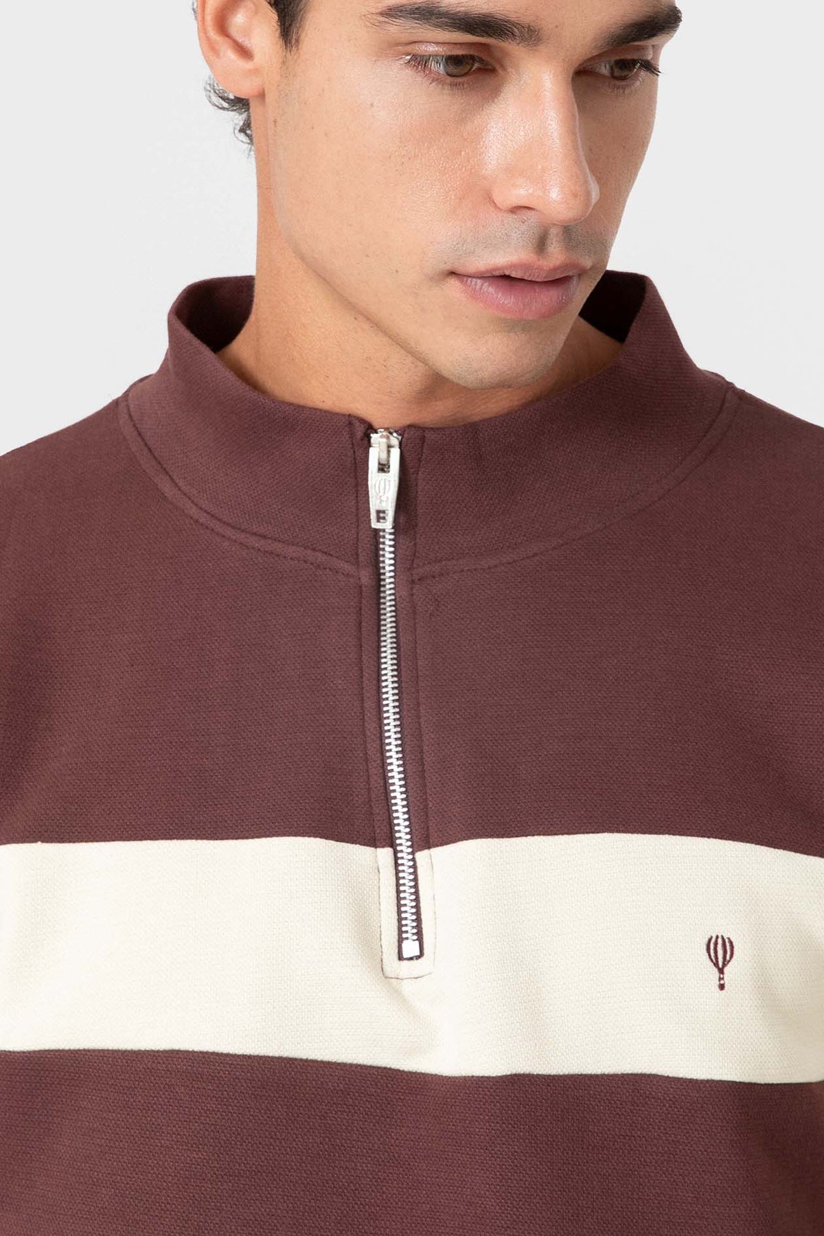 SUDADERA PANELADA CREMALLERA BURDEOS