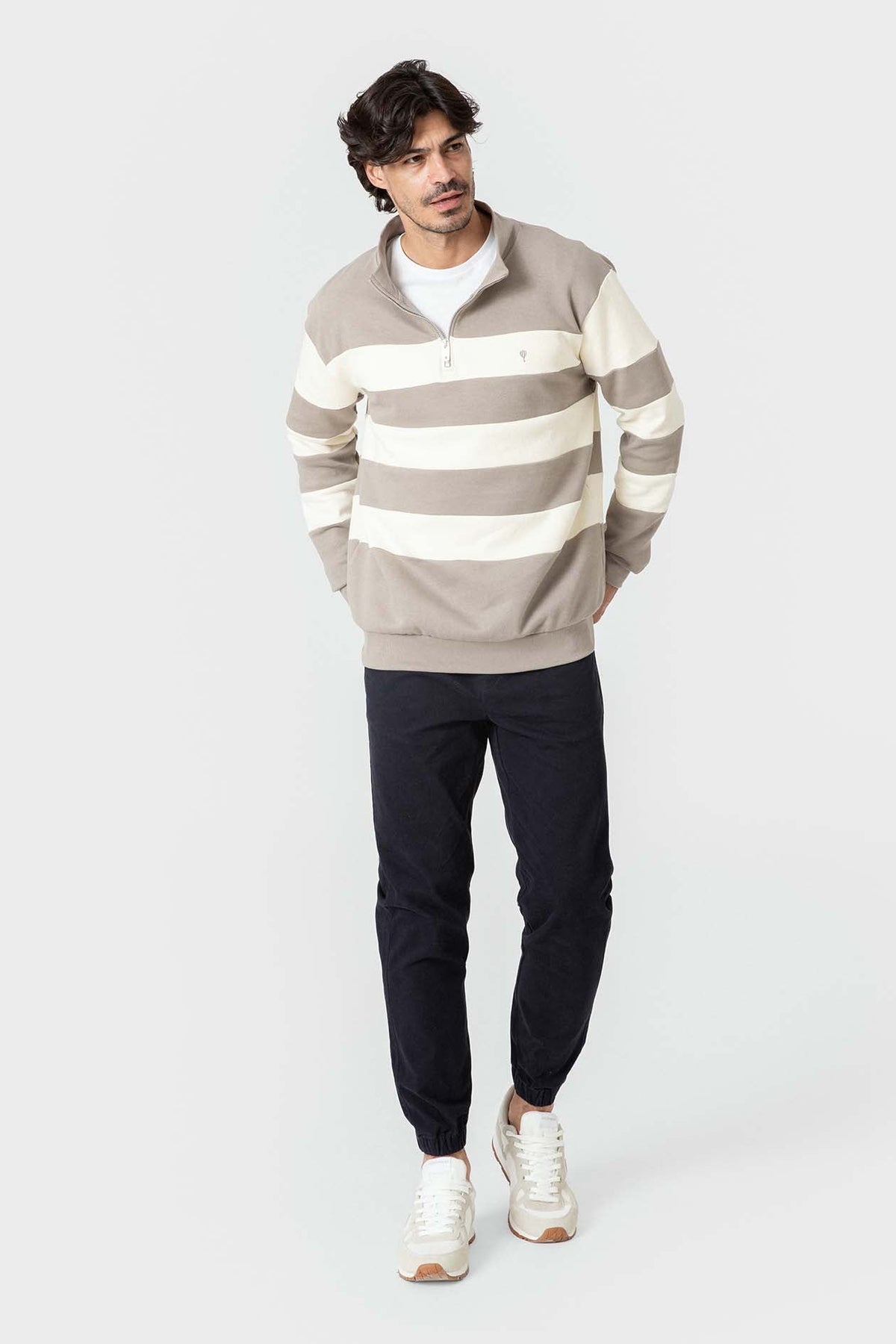 SUDADERA PANELADA CREMALLERA BEIGE