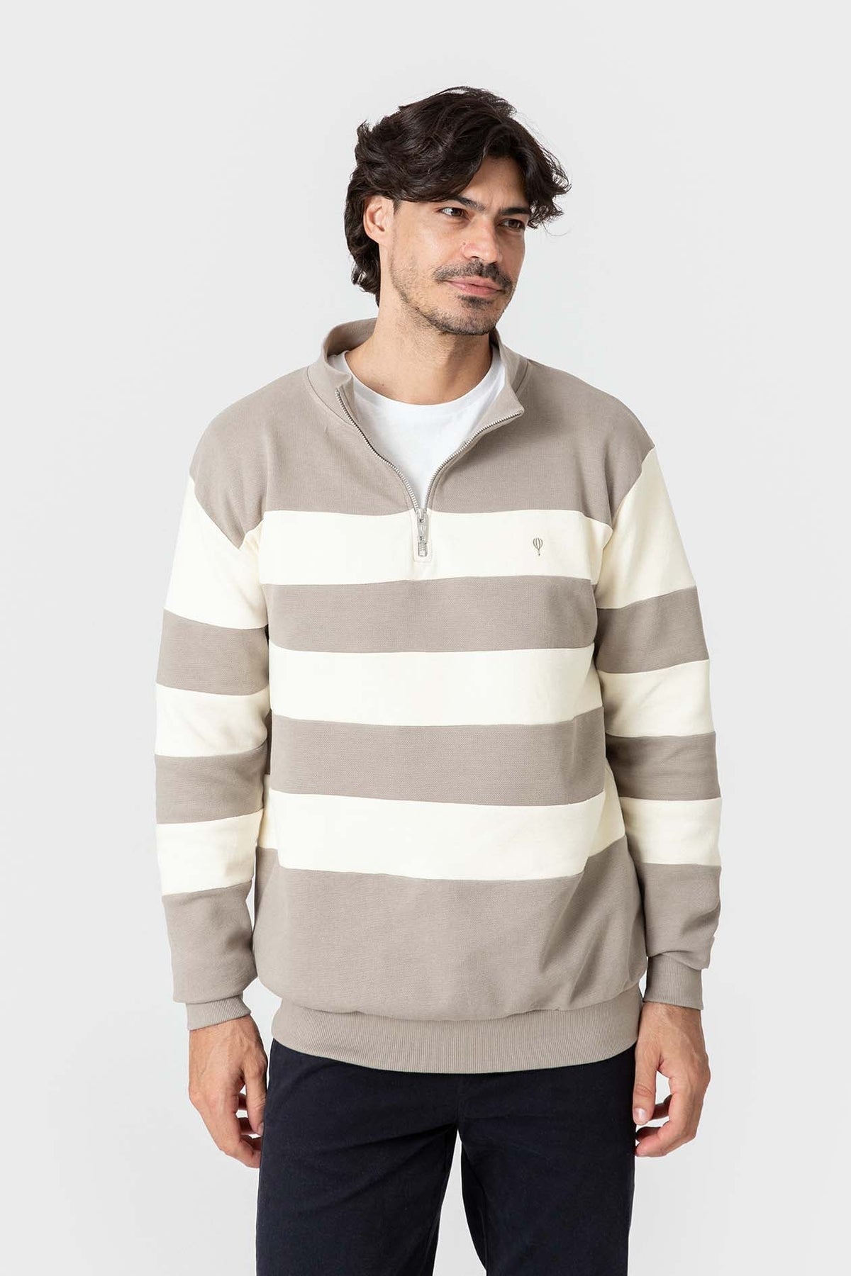 SUDADERA PANELADA CREMALLERA BEIGE