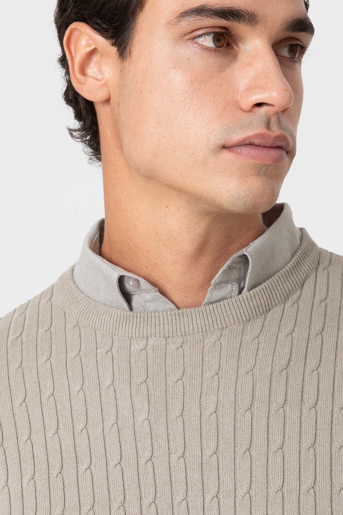 Beiger Baumwollpullover mit Noppenstruktur — Bild 2
