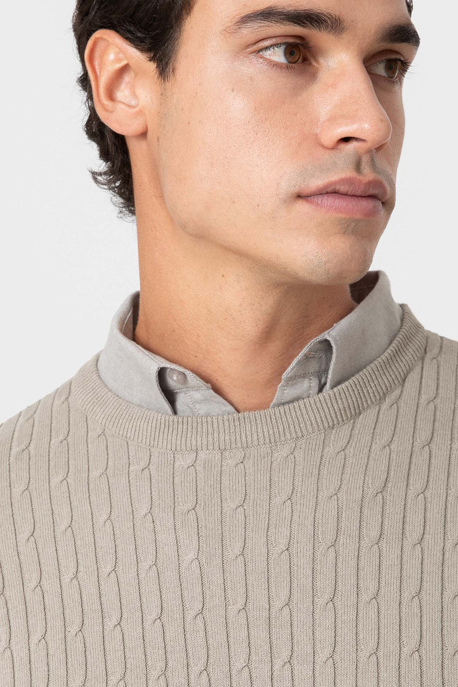 Pull en coton beige à texture nouée — image 2