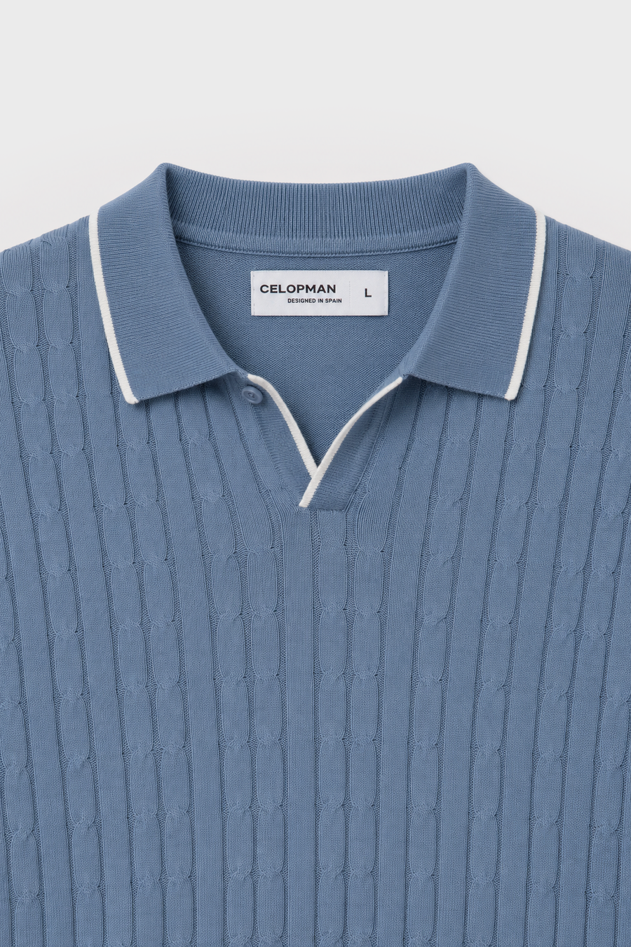 POLO TRICOT NUDOS CELESTE