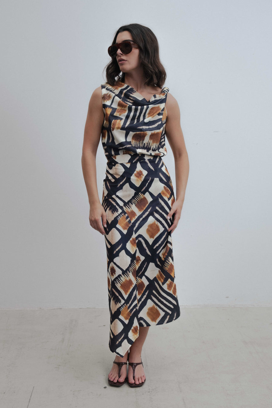 FALDA MIDI ESTAMPADA
