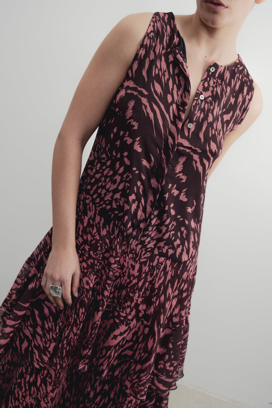 VESTIDO LARGO VOLANTES ESTAMPADO