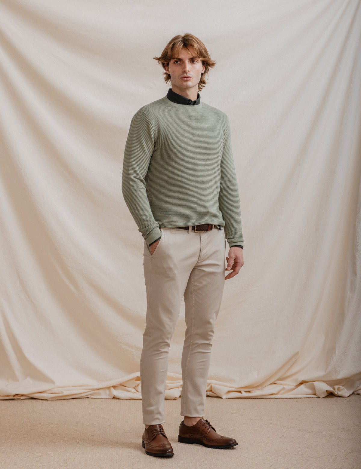 Jersey básico ottoman verde · vista 5