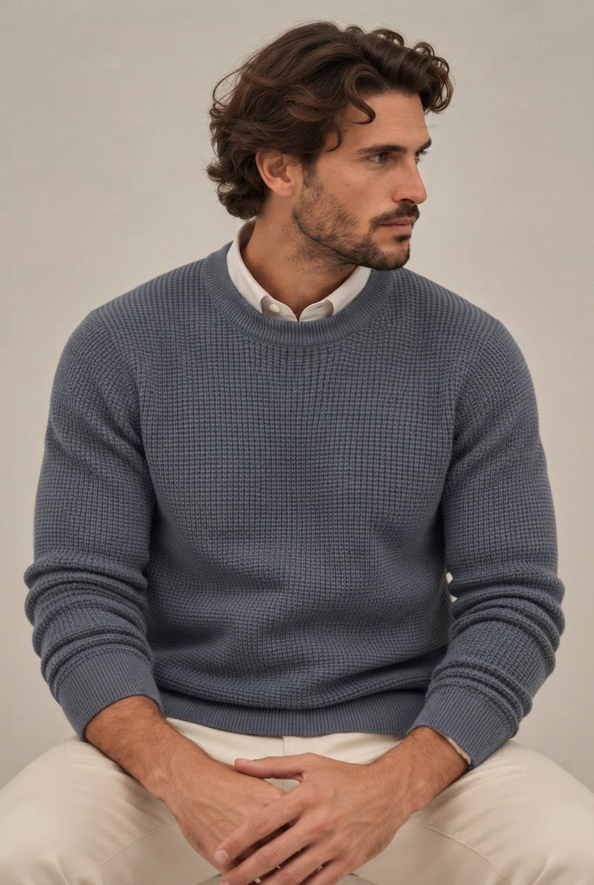 Jersey estructura cuadrillé celeste · vista 1