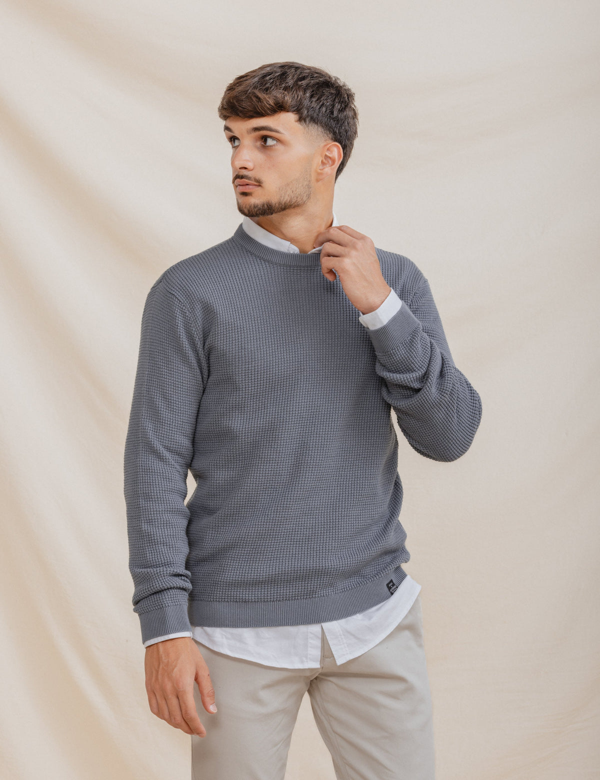 Jersey estructura cuadrillé celeste · vista 5