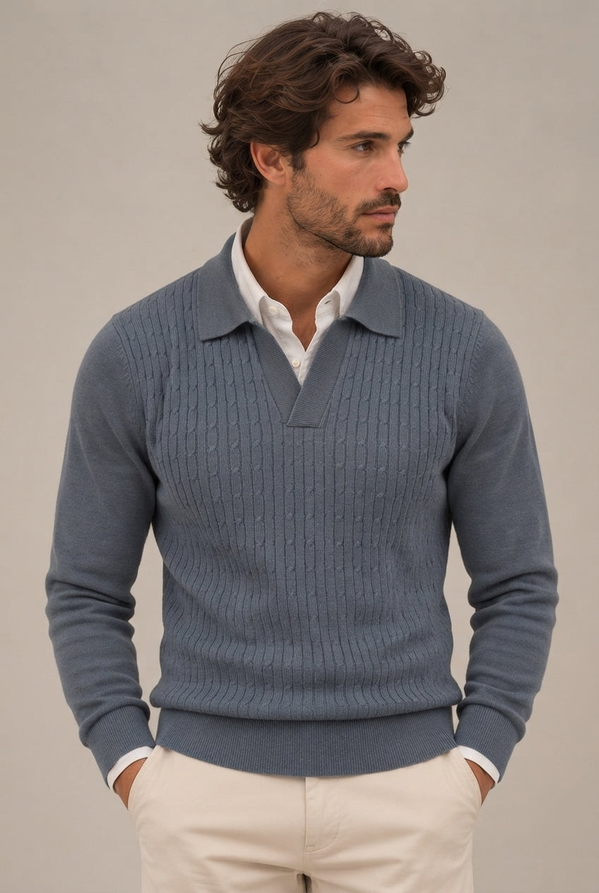 Jersey polo nudos celeste · vista 1