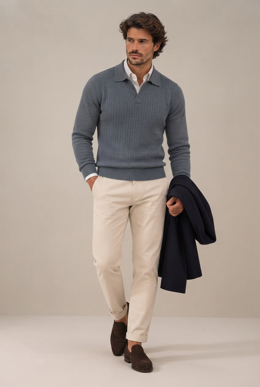 Jersey polo nudos celeste · vista 4