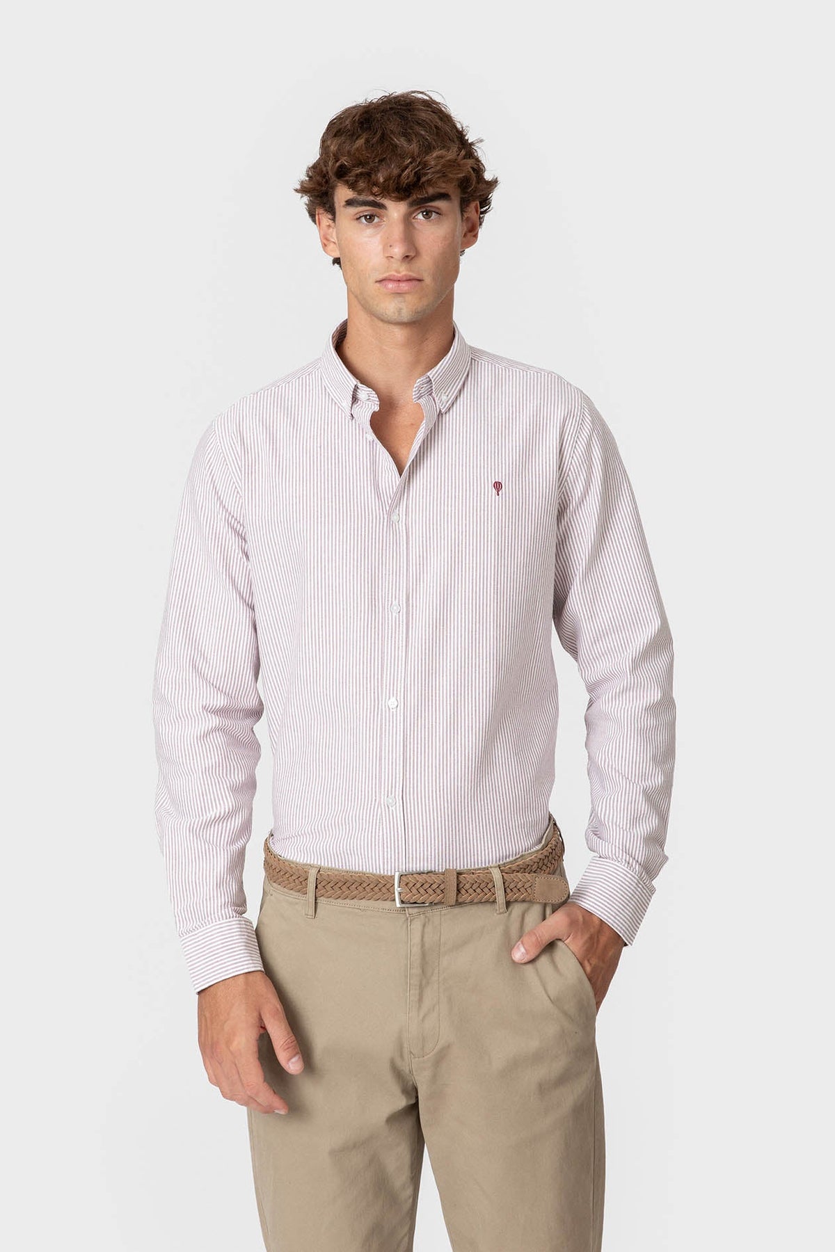 Camisa Oxford de rayas tinto de hombre · vista 1