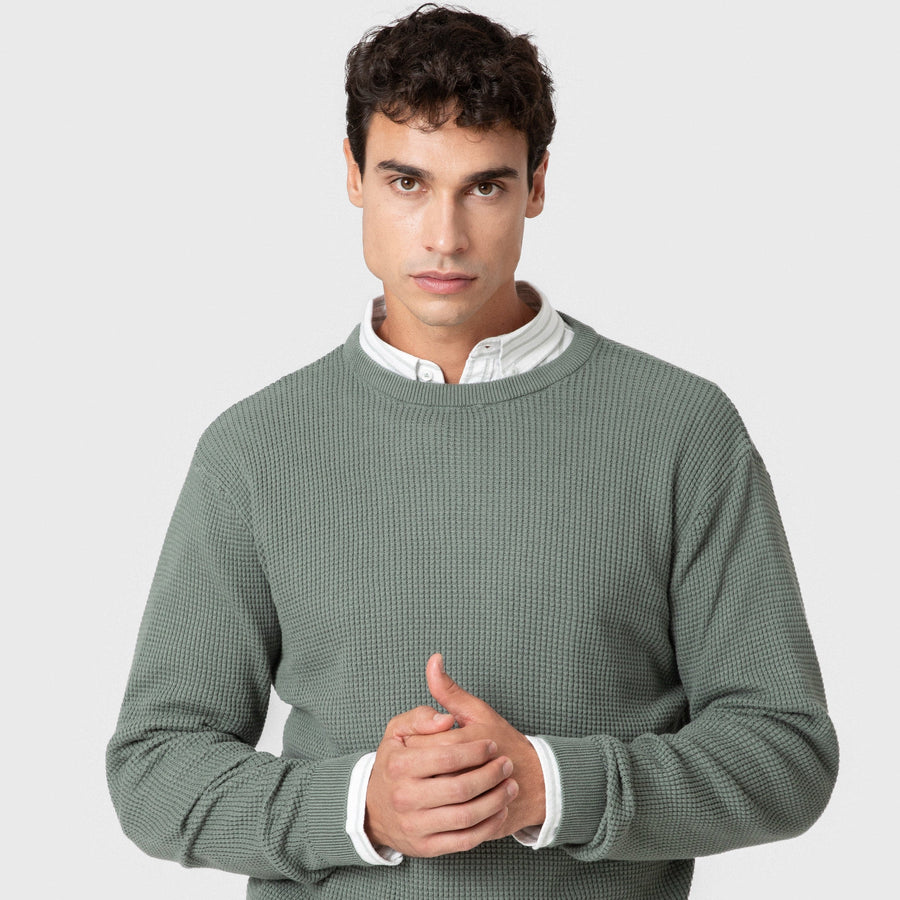 Jersey cuadrillé verde de hombre · vista 1