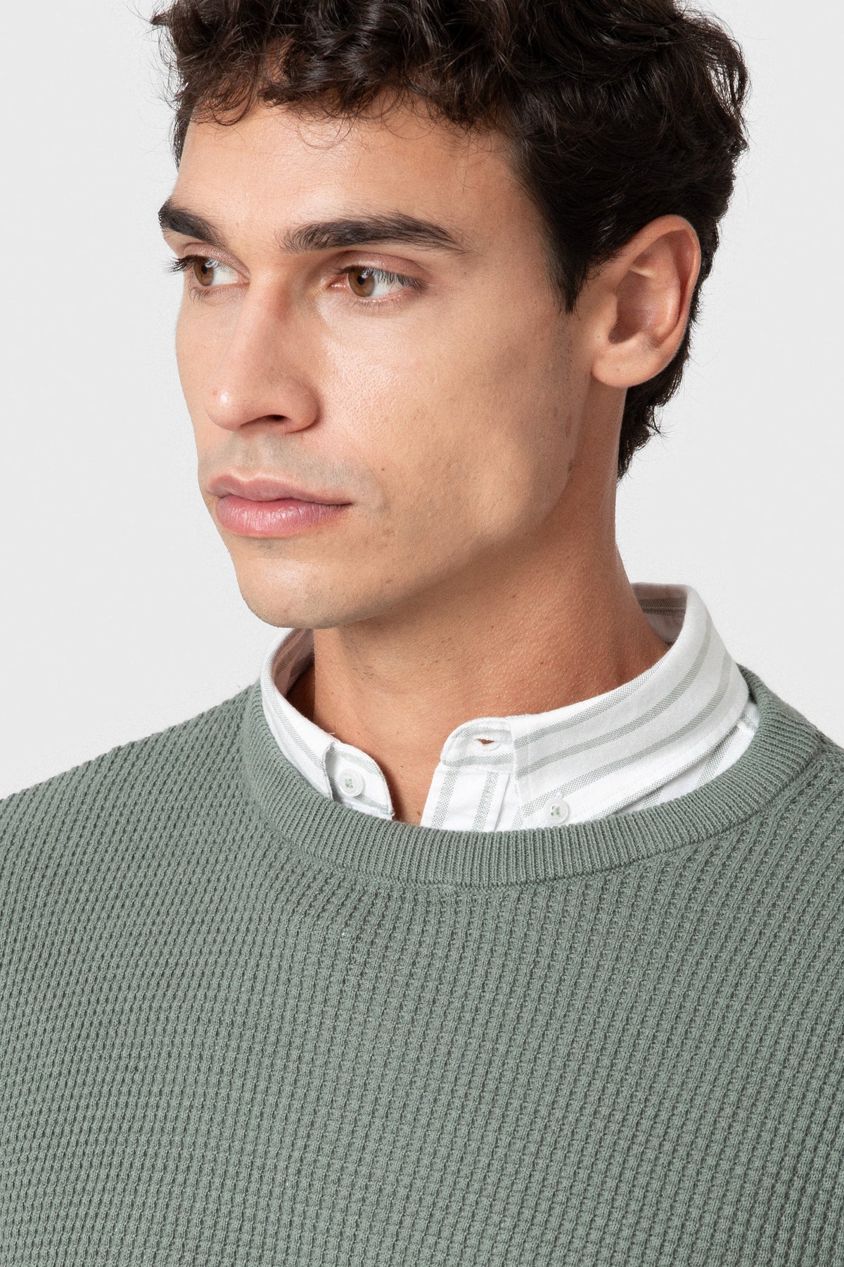 Jersey cuadrillé verde de hombre · vista 2