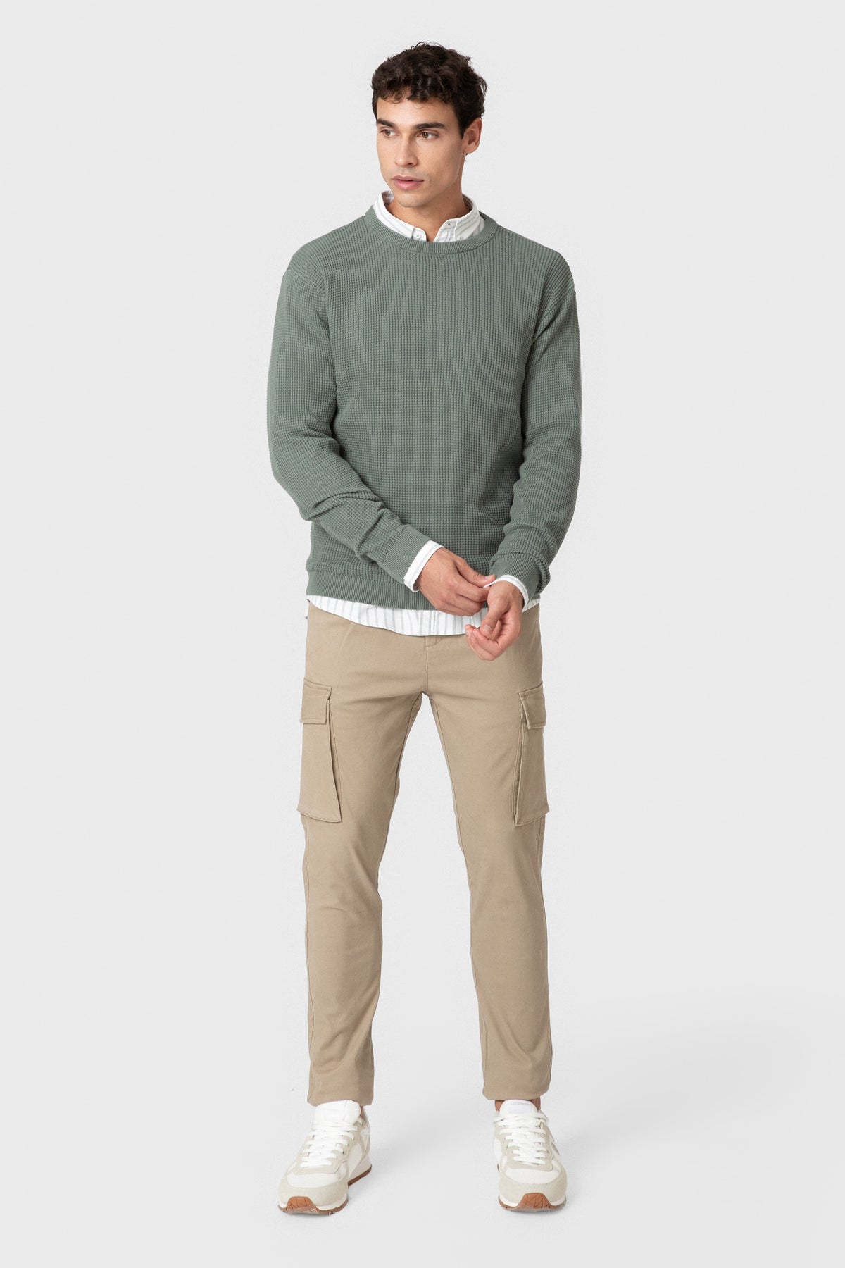Jersey cuadrillé verde de hombre · vista 3