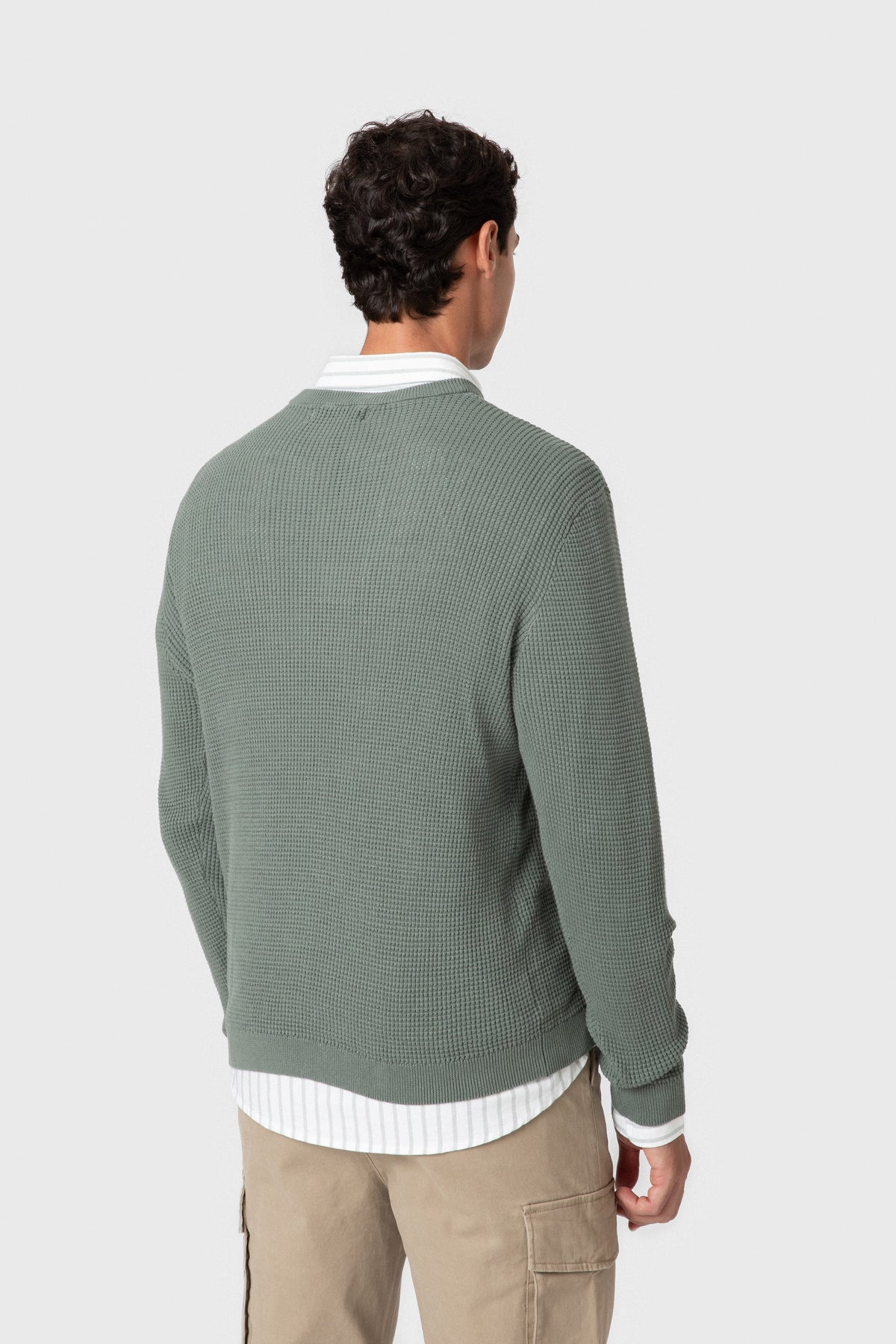 Jersey cuadrillé verde de hombre · vista 4