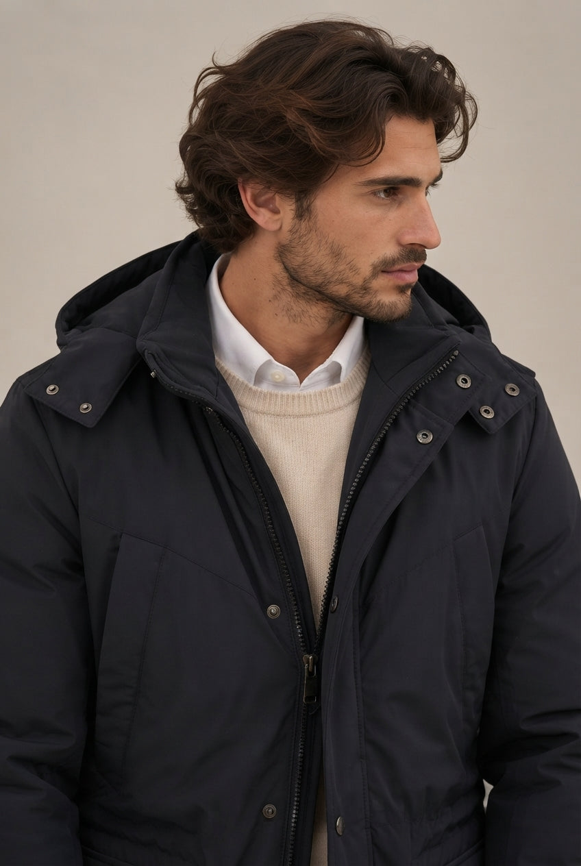 Parka azul capucha · vista 1