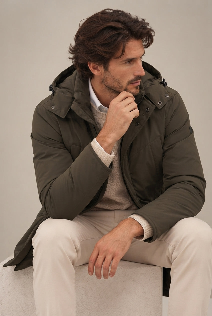 Parka con capucha verde · vista 3