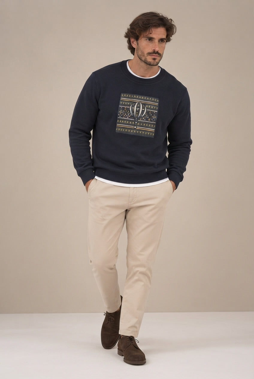 Sudadera cuadro étnico marino · vista 2